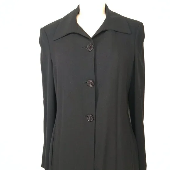 Trelise Cooper Wool Embroidered Tapestry Coat Black Floral Longline NZ 4 US M - Picture 6 of 14